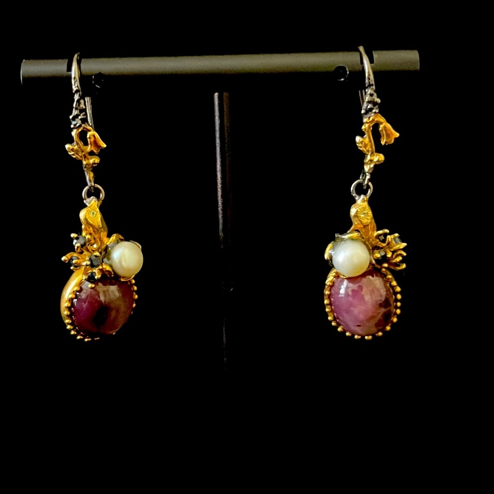 Silver and gemstone earrings dangle